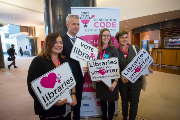 Lavtian Librarians With MEP Artis Pabriks At Generation Code 2018