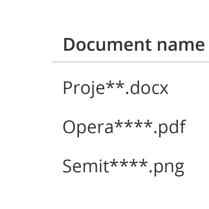 Document names are masked by default, so only the first 5 characters are visible